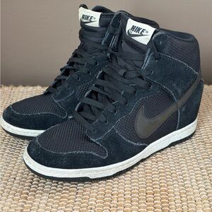 Nike Dunk Sky-Hi 2013 Women's Black Suede High-Top Wedge Sneakers Size 8.5